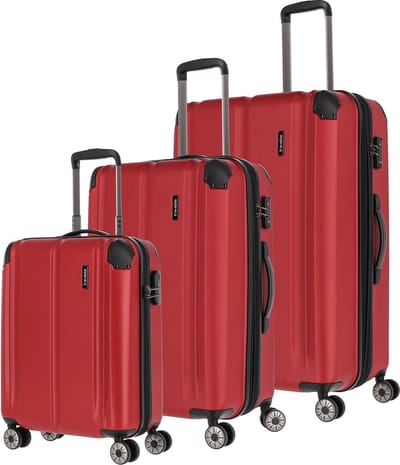 Travelite City 4 wielen Kofferset 3-delig met uitbreidingsplooi - Harde bagage - TSA slot - rot