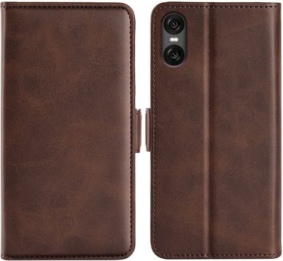 MobyDefend Hoesje - Geschikt voor Sony Xperia 10 VI - Luxe Wallet Book Case (Sluiting Zijkant) - Bruin