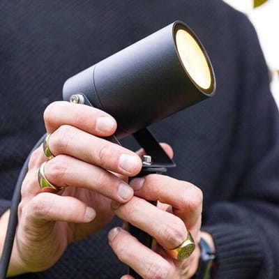HOFTRONIC Set van 9 Spikey dimbare LED prikspots -  excl. GU10 - Wandspot - IP65 voor binnen en buiten - Grondspies - Zwart