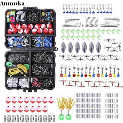 239 stuks Visaccessoires Kit Inclusief Visgerei Doos Vishaakjes Loodgewichten Lood veelkleurig
