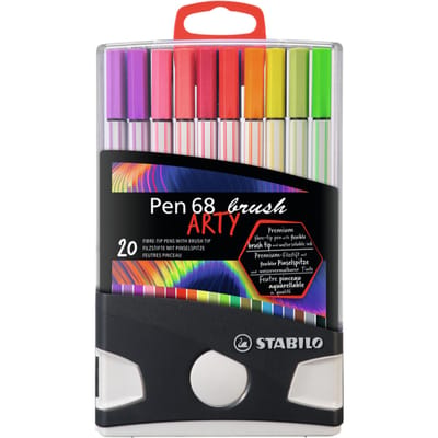 STABILO Pen 68 Brush - Premium Brush Viltstift - Met Flexibele Penseelpunt - ColorParade Met 20 Verschillende Kleuren
