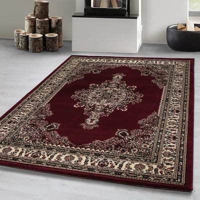 Flycarpets Klassiek Vloerkleed Marrakesh - Rood / Beige - 120x170 cm - Oosters motief - Perzisch Tapijt - Laagpolig Retro Kleed Woonkamer