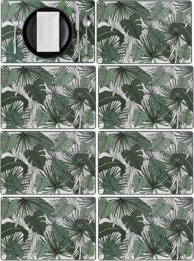 Secret de Gourmet tafel placemat Jungle - 8x - wit/groen - 45 x 30 cm - tafel onderleggers / bescherming