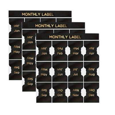 Dailygoods- Maandsetiketten Waterdicht - 36 Stuks - Kalenderstickers - Maandtabbladen - Planners - Scheurvast - Duidelijke Print - Plannertabs