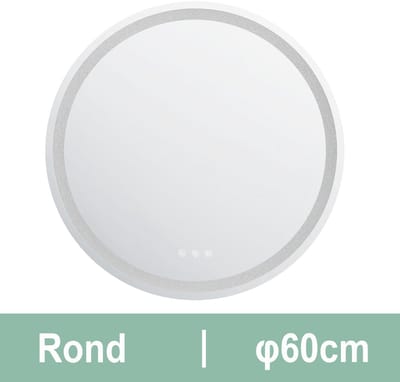 Auralum® Badkamerspiegel - Badkamerspiegel met Verlichting - Ronde Spiegel 60ø cm - Badkamerspiegel met Anti-Condens - Wandspiegel - Dimbaar - 3000K/4500K/6500K