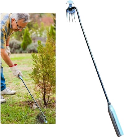 Onkruidgereedschap Tuin - Worteltrekker Handmatig - Onkruid Verwijderen - Lange Handgreep - 4 Tanden