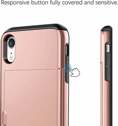 ShieldCase Kaarthouder case met slide geschikt voor Apple iPhone Xr hoesje - Hardcover hoesje met ruimte voor pasjes - Extra sterke bescherming - Kwalitatieve backcover - rosé goud