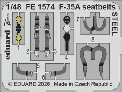 Eduard Modelbouwdecoratie - FE1574 Stalen Veiligheidsgordels voor F-35A - Photo-etch