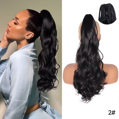 Ponytail #2 (P006) Donkerbruin - 55cm - Paardenstaart - Haarverlenging - Extensions - Wavy - #2 - Haarstuk - 22'' - 22 inch