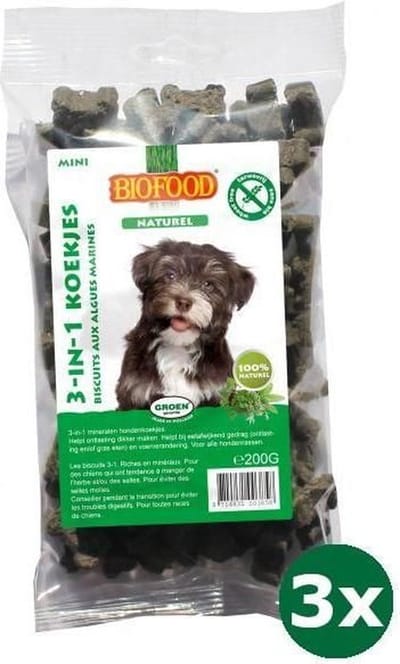 3x200 gr Biofood 3 in 1 hondenmineralenkoekjes kruiden