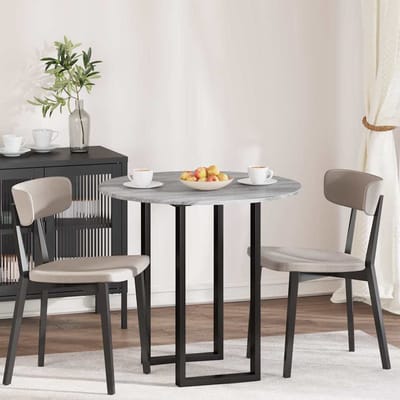 vidaXL Tafelblad Ø 80 x 1,5 cm Rond Bewerkt hout Grijs Sonoma