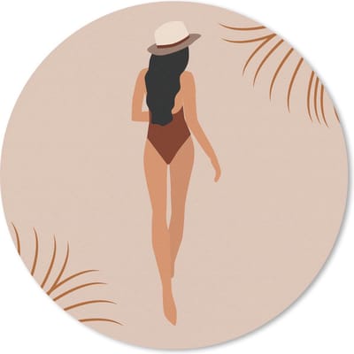 Muismat rond 20x20 cm - Mousepad Zomer - Vrouw - Pastel - Ronde muismatten