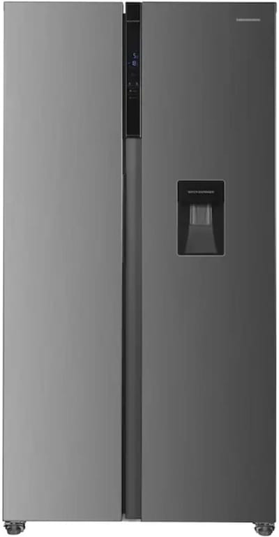 Heinner HSBS-H439NFXWDE++ Amerikaanse Side-by-Side Koelkast met Waterdispenser – 439 L – Full No Frost – LED Touch Display – Smart Eco Functie – RVS – 5 Jaar Garantie