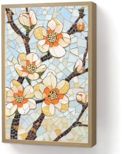 Wandlamp 40x60 cm - Oplaadbaar - Bloesems - Wit - Mozaïek - Tak - Wandlampen binnen woonkamer - Slaapkamer lamp - Decoratieve nachtlamp - Vloerlamp draadloos