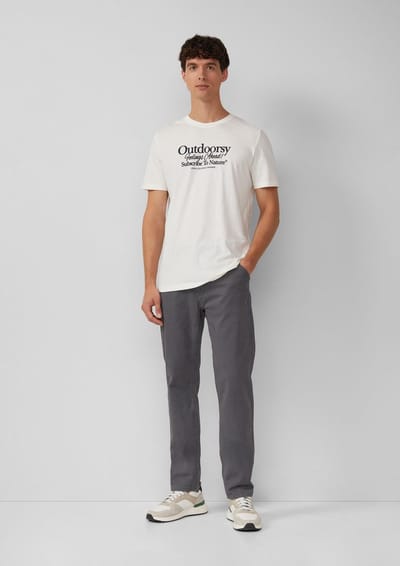s.Oliver - male - Chino van katoenmix met logodetails