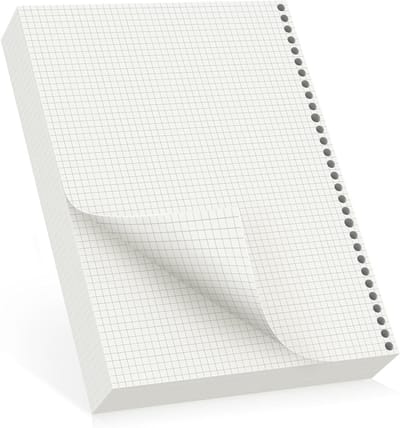 Refillbaar A4 Papier 100GSM met Ruitjes - 180 Pagina's en 30 Perforaties voor Ringband - Ideaal voor Notities en Organisatie