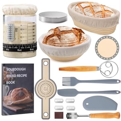 Zuurdesem Starter Kit - Brood Bakken Benodigdheden - Zuurdesem Brood Bakken - Complete Bakset - 40oz Pot - Natuurlijk