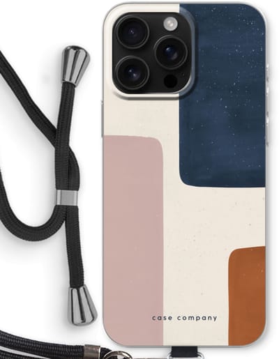 Case Company® - Hoesje met koord geschikt voor iPhone 16 Pro Max hoesje met Koord - Geo #5 - Telefoonhoesje met Zwart Koord - Bescherming aan alle Kanten en Over de Schermrand