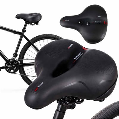 Fietszadel Extra Comfort - Schokdempend Foam met Dubbele Veren - Met Reflectorstrip en Ventilatie Opening - Universele 7 mm Rails - Voor Stadsfiets en Hybride Fiets - Zwart