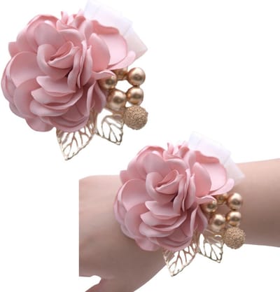 2 Stuks Polscorsages Roze Kunstbloemen voor Bruiloft, Prom en Feestaccessoires