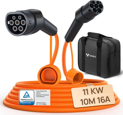 GONEO Type 2 Laadkabel - 11kW 10m 16A - mode 3 - 3 fase - Oranje, EV Type 2 oplaadkabel
