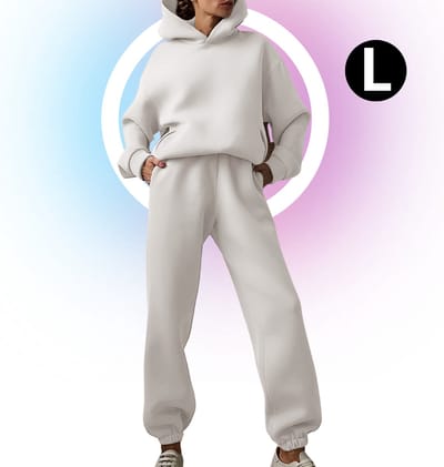 Livano Joggingpak Dames - Huispak - Trainingspak - Volwassenen - Capuchon - Jogging Pak - Joggingspak - Wit - Maat L