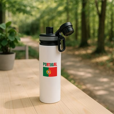 Hacebo® - Portugal vlag waterfles met draaidop grijs - Portugal - reizigers - verjaardagscadeau - souvenir - vakantie - kado - gift - geschenk - water fles - 850ML