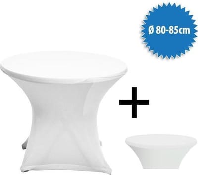 Cover Up Terrastafelrok Stretch - Ø80-85cm - Incl. Topcover - Wit