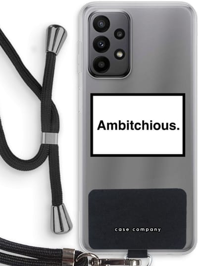 Hoesje met koord geschikt voor Samsung Galaxy A23 hoesje met Koord - Ambitchious - Telefoonhoesje met Zwart Koord - Bescherming aan alle Kanten en Over de Schermrand