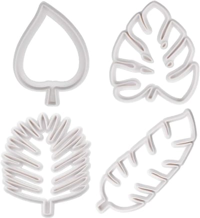 Set van 4 Koekjesuitsteekvormen voor DIY Koekjes, Tropische Bladeren en Fondant Decoratie, Perfect voor Cupcakes en Taarten