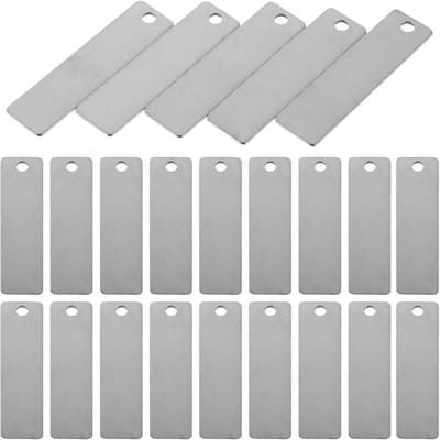 Rvs Rechthoekige Tags - Metalen Plaatjes - DIY Sieraden Maken - Duurzaam Ontwerp - 50 Stuks - Zilver