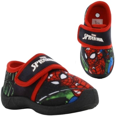 Spiderman - Pantoffels kinderen voor jongens - Sloffen kind met klittenbandsluiting - Schoenen van 2 tot 8 jaar - Maat 25 - Zwart