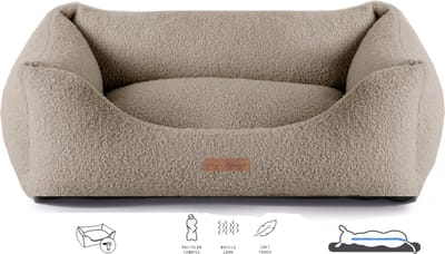 Dog's Lifestyle Orthopedische hondenmand Boucle Taupe M 75cm -Ook in L en XL - Wasbare hoes