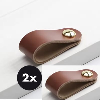 Actie4you® - Leren Handgrepen – Meubelgreep – Handvaten Kast – Keukengreep – Ladegreep – Leren Lus – Incl. Schroeven - Set van 2 – Buffel Leer – Bruin