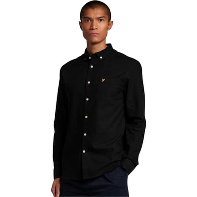 Lyle & Scott Heren Geborduurd Logo Oxford Overhemd (Zwart)