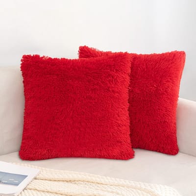 JHUBERS- Kussenslopen Set van 2 - 40x40 cm - Imitatiebont - Pluche - Decoratief - Elegant Ontwerp - Machinewasbaar - Kussenhoes