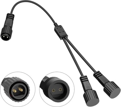 Waterdichte 3-weg kabelsplitter T-connector voor buitenverlichting, geschikt voor lichtsnoeren, netverlichting en icicle verlichting