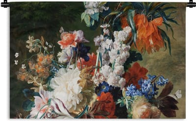 Wandkleed - Wanddoek - Kunst - Oude meesters - Boeket bloemen in een urn - 180x120 cm - Wandtapijt
