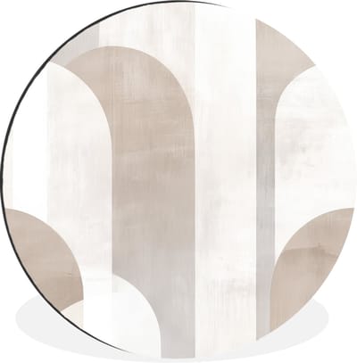 WallCircle - Wandcirkel - Muurcirkel - Abstracte bogen - Modern - Beige - Aluminium - Dibond - 30x30 cm - Binnen en Buiten