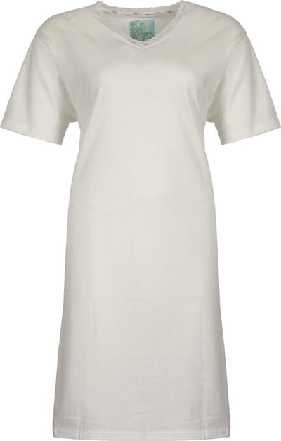 Tenderness Dames Nachthemd - 100% Katoen - V Hals - Wit - Maat S