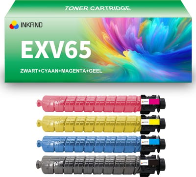 INKFIND EXV65 Zwart/Cyaan/Magenta/Geel tonercartridge compatibel met Canon C-EXV65 EXV65 geschikt voor Canon imageRUNNER C3326i - 4-pack BKCMY