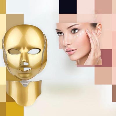 VENEUX® 7-in-1 LED Gezichtsmasker Machine – Huidverjongingsapparaat - Lichttherapielamp – Anti Rimpels, Acne & Puistjes – Goud