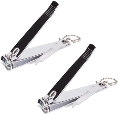 Benson Care Nagelknipper - 2x - met vijl - metaal - zilver - aan ketting - 8 cm - nagel verzorging