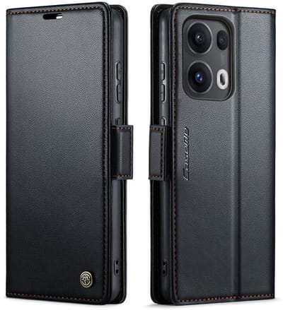 CaseMe Wallet Case met RFID Bescherming Kaarthouder en Magneetsluiting voor OPPO Reno13 Pro _ Zwart