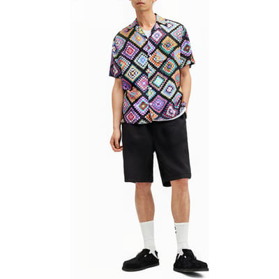AllSaints Tunar Ss Shirt Jet Black Maat: XXL | Casual Overhemden Outlet | Heren | Zwart