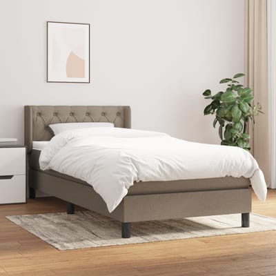 vidaXL - Boxspring - met - matras - stof - taupe - 80x200 - cm
