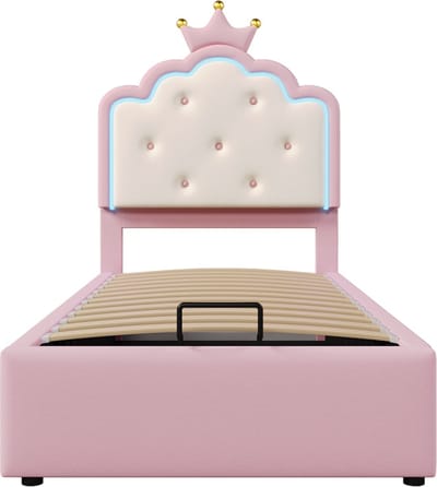 Gotagee Gestoffeerd bed Logeerbed Lattenbodem Jeugd bed Kinderbed Opbergbed Meisjesbed Multifunctioneel bed Bed zonder matras Bed met opbergruimte Bed zonder matras 90x200cm