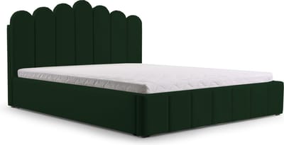 Tweepersoonsbed met fluwelen bekleding, met hoofdeinde, lattenbodem, bed voor volwassenen - BED 03 - 160x200 - Donkergroen (TRINITY 28)