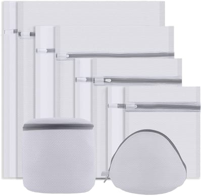 Dailygoods- Waszakken 10 Stuks - Grote/Middelgrote/Kleine/Mini Waszakken - BH-Waszakje - Cilinder - Bescherming Tegen Knopen/Scheuren - Wasnet