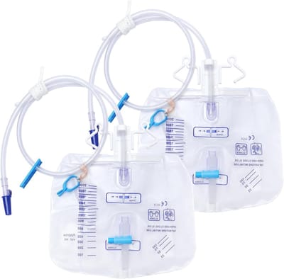 Urine Training Systeem met Anti-Reflux Ventiel en Afvoerslang - 2 Stuks van 2000 ml voor Effectieve Urineopvang en Training